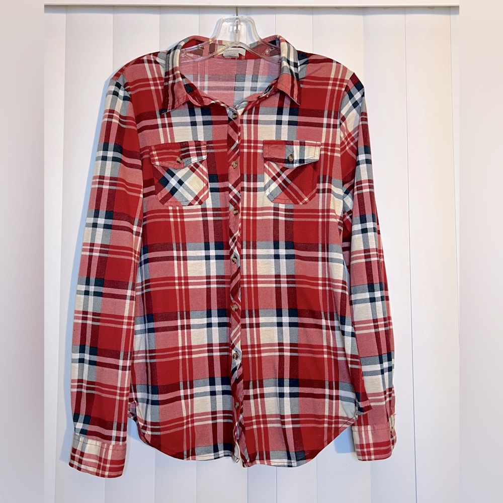 Passport Red Blue and White Casual Button Down Shirt